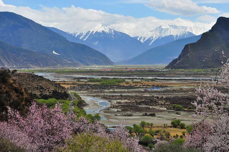 雅鲁藏布大峡谷在每年的三四月份到西藏自驾游，能见到的不仅仅是一个峡谷的景色，还有一个深处峡谷中的桃花村，由于距离南迦巴瓦峰距离相对较近，所以在峡谷里是看桃花的佳地